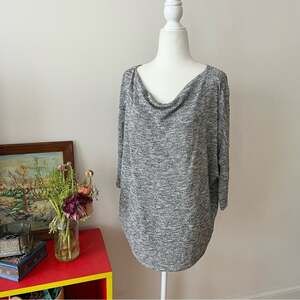 Velvet by Graham & Spencer Marled Grey Silver Cowl Tunic Top